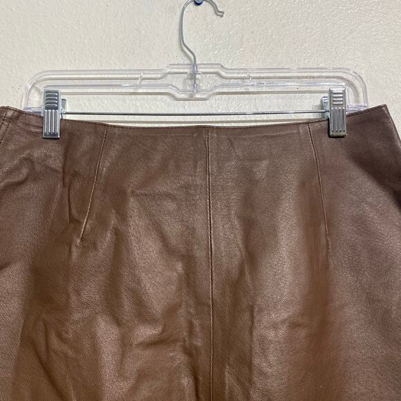 Newport News Brown Leather Vintage Mini Skirt Sz 14 - Picture 7 of 10